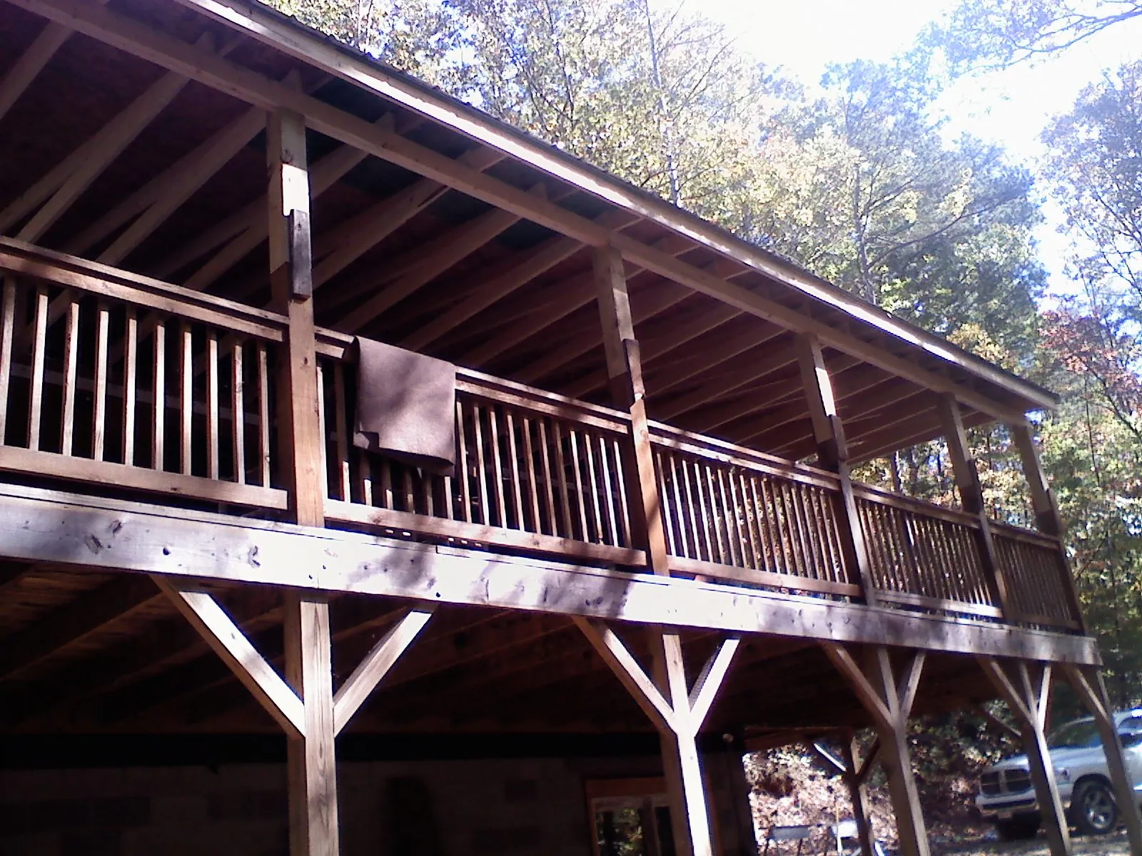 Timber framing under a new elevated porch and deck — Roof Leak Repair in New Bremen by Roofing Brothers